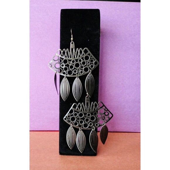 Chandelier Earrings Fashion Jewelry Drop Dangle Hammered Metal Inspired Alloy 1x - Picture 8 of 12